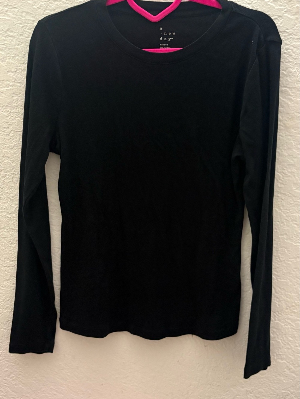 a new day Black Long-Sleeve Crewneck Tee